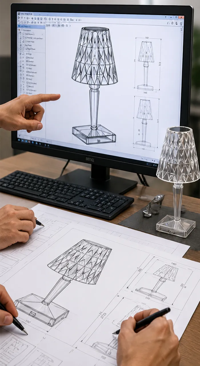Custom lighting component product definition and structural design