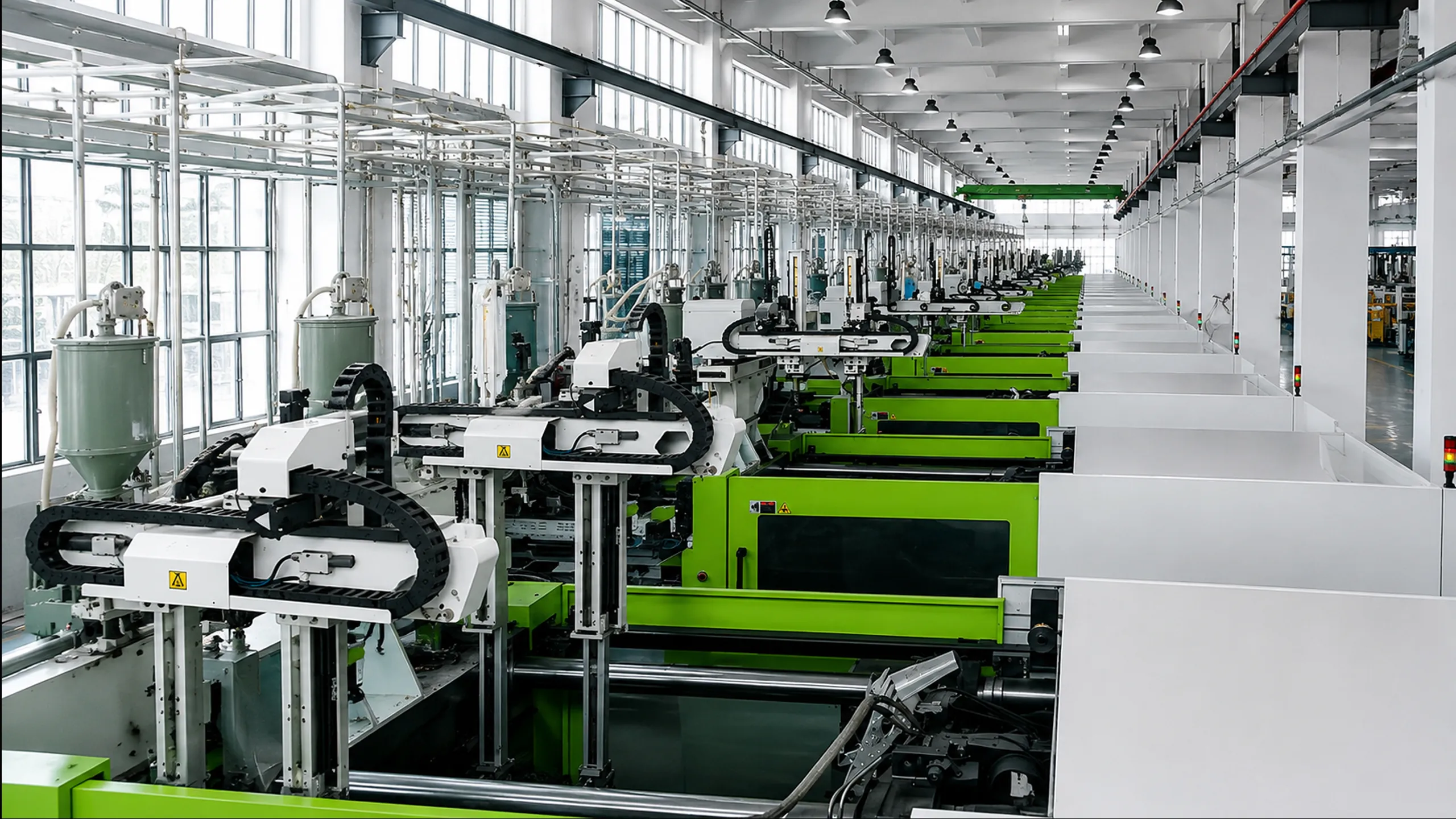 Automated injection molding production line for custom lighting components