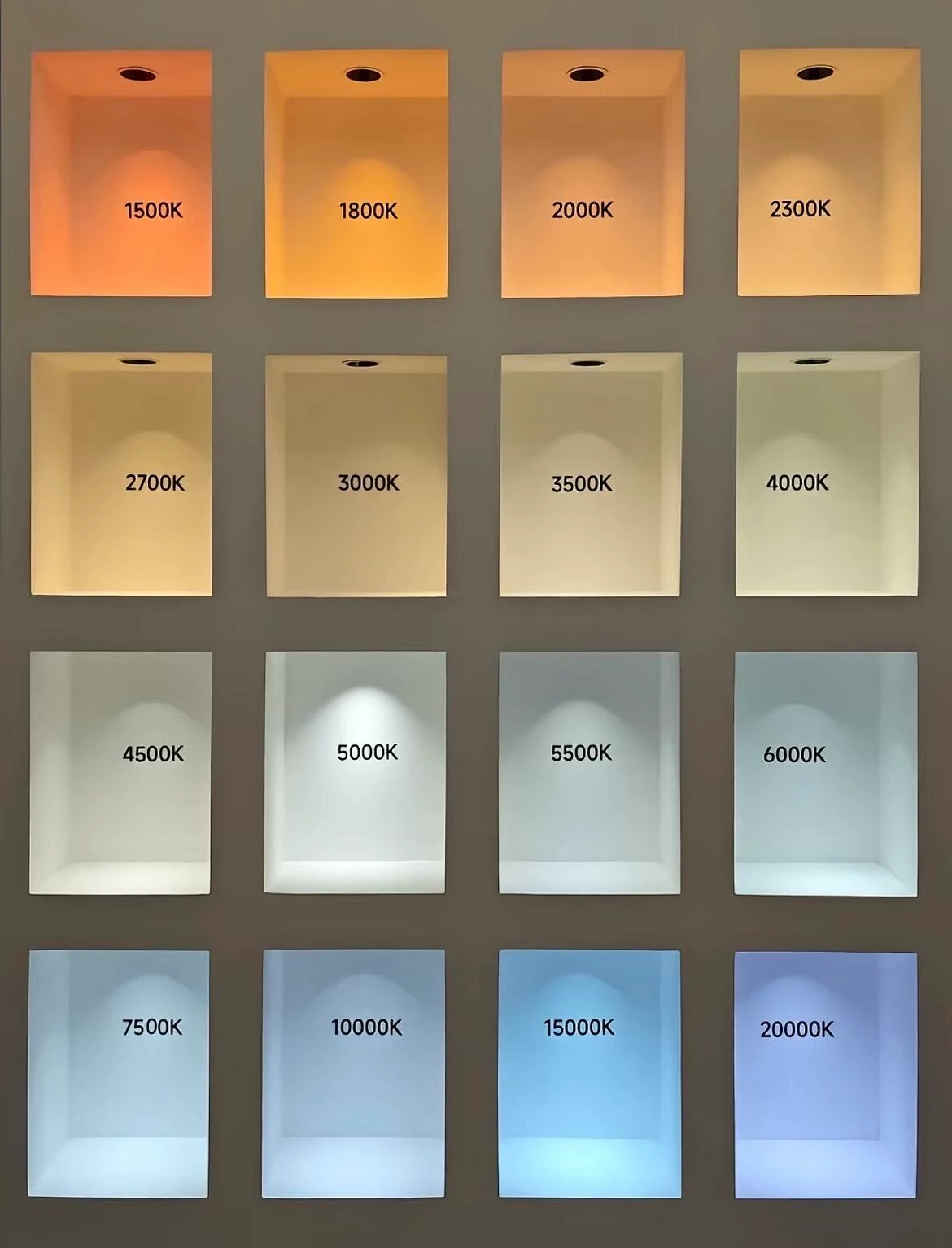Color temperature reference from 1500K warm light to 20000K cool light