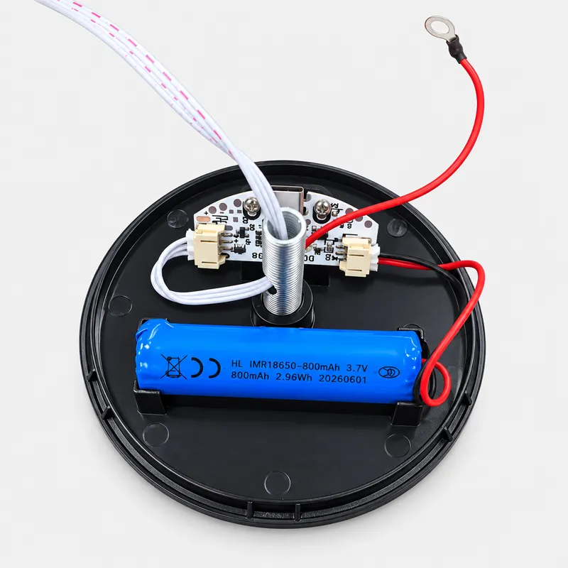 Rechargeable battery installation inside a cordless table lamp