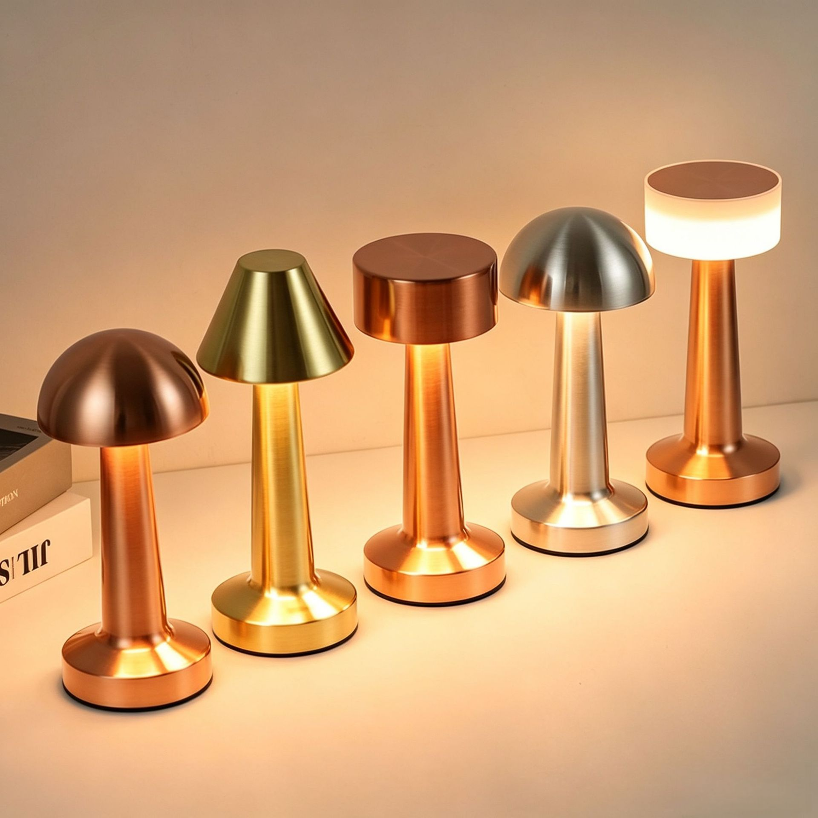 Commercial cordless LED table lamp with heavy iron base