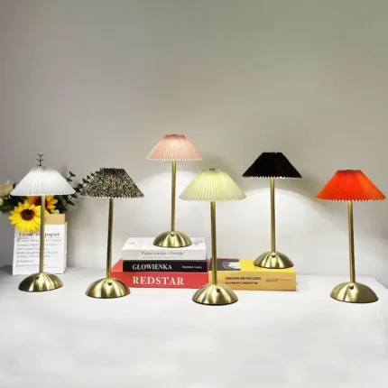 Rechargeable Pleated Fabric Table Lamp