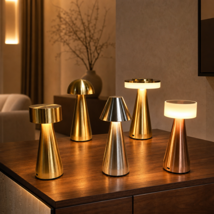 Luxury 5 styles cordless lamp with solid aluminum cone base