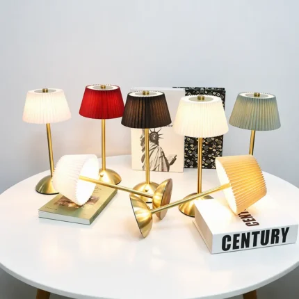 Cordless Pleated Fabric Desk Lamp