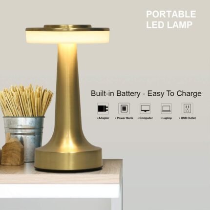 A sleek, portable LED table lamp with touch sensor control, 3 color temperatures, and stepless dimming. Battery-powered, ideal for living rooms, dorms, or home offices.