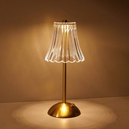 Rechargeable Crystal Table Lamp with Touch Dimmable – Acrylic Shade Night Light , Cordless LED Bedside Lamp for Bedroom, Restaurant, Wedding Decor,Living Room