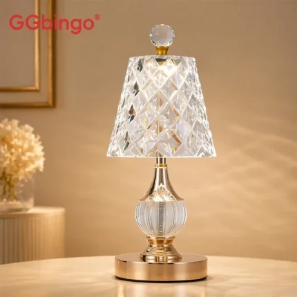 GGbingo Luxury Crystal Desk Lamp Home Decor LED Table Light Rechargeable Bedside Light Reading Lamp