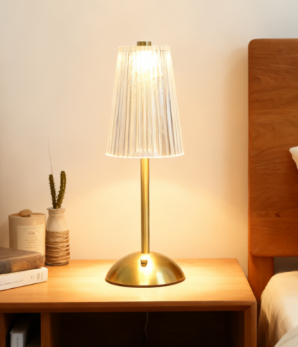LED Desk Lamp Fabric Shade Rechargeable Atmosphere Night Light Warm Creative Luxury Decoration Bow Room Decor Desktop Ornament
