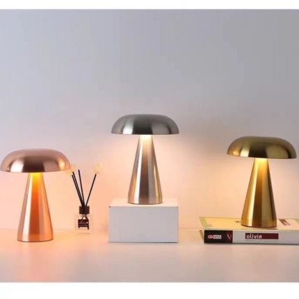 Luxury brushed metal mushroom cordless lamp