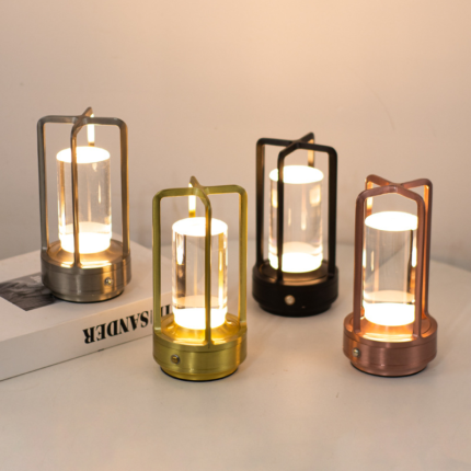 Luxury aluminum cordless crystal lamp with solid aluminum frame