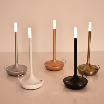 Modern candleholder cordless lamp with ring handle