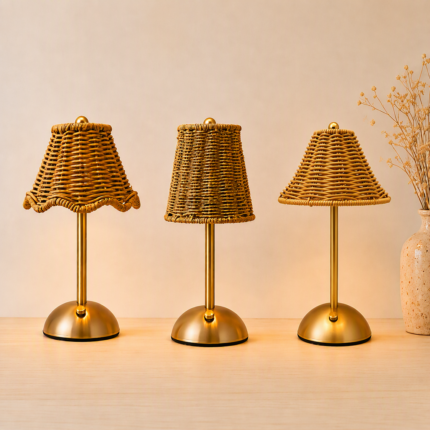 Cordless Rattan Table Lamp