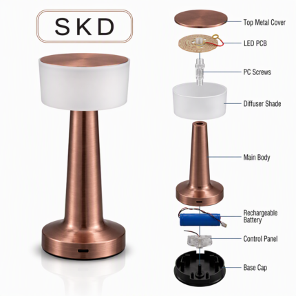 Conical cordless table lamp parts kit and SKD replacement set