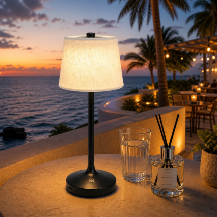 Modern Simple Cordless Rechargeable ABS Bedside Table Lamp Dimmable Eye Caring USB Charging Port PP Shade Bedroom Living Room