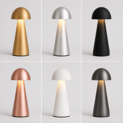 Portable LED Mushroom Table Lamp, Cordless Gold Table Lamp with 3 Color Stepless Dimming, Touch Control, Adjustable Height, Touch Lamp for Nightstand, Bedroom, Coffee Table, Bar, Restaurant (Golden)