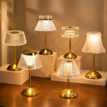 vintage cordless crystal table lamp